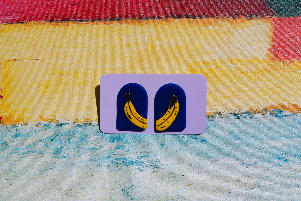 Andy Warhol Bananas on translucent blue - Stud